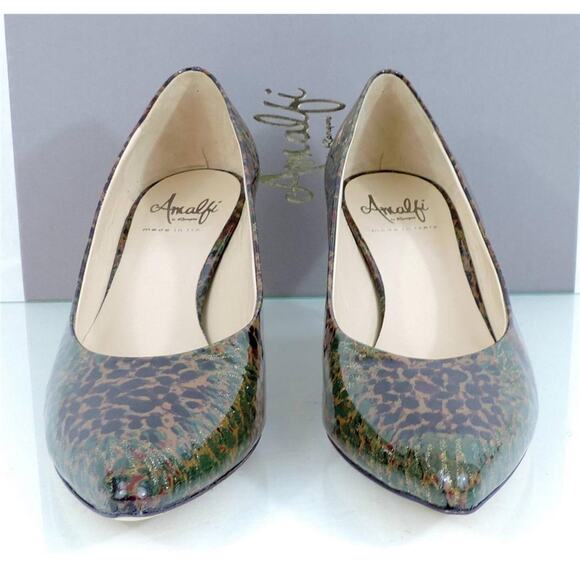 AMALFI by Rangoni Pace Pumps Heels Brown Imperial Patent Size 7.5 Made in Italy - Picture 3 of 9